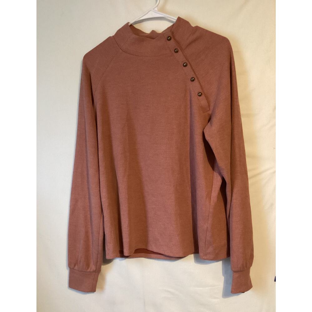 3044 NWT Brea Canyon Dusty Coral Ribbed Shirt Dusty Coral Size Large
